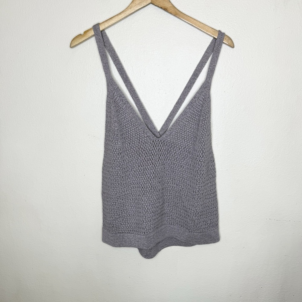 Cleo And Wolf Light Purple V-neck Knit Tank Top Boho Festival Women's XL